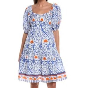 Tuckernuck Ro' Garden Tamara Floral Blue& White Sun Dress Sz XL